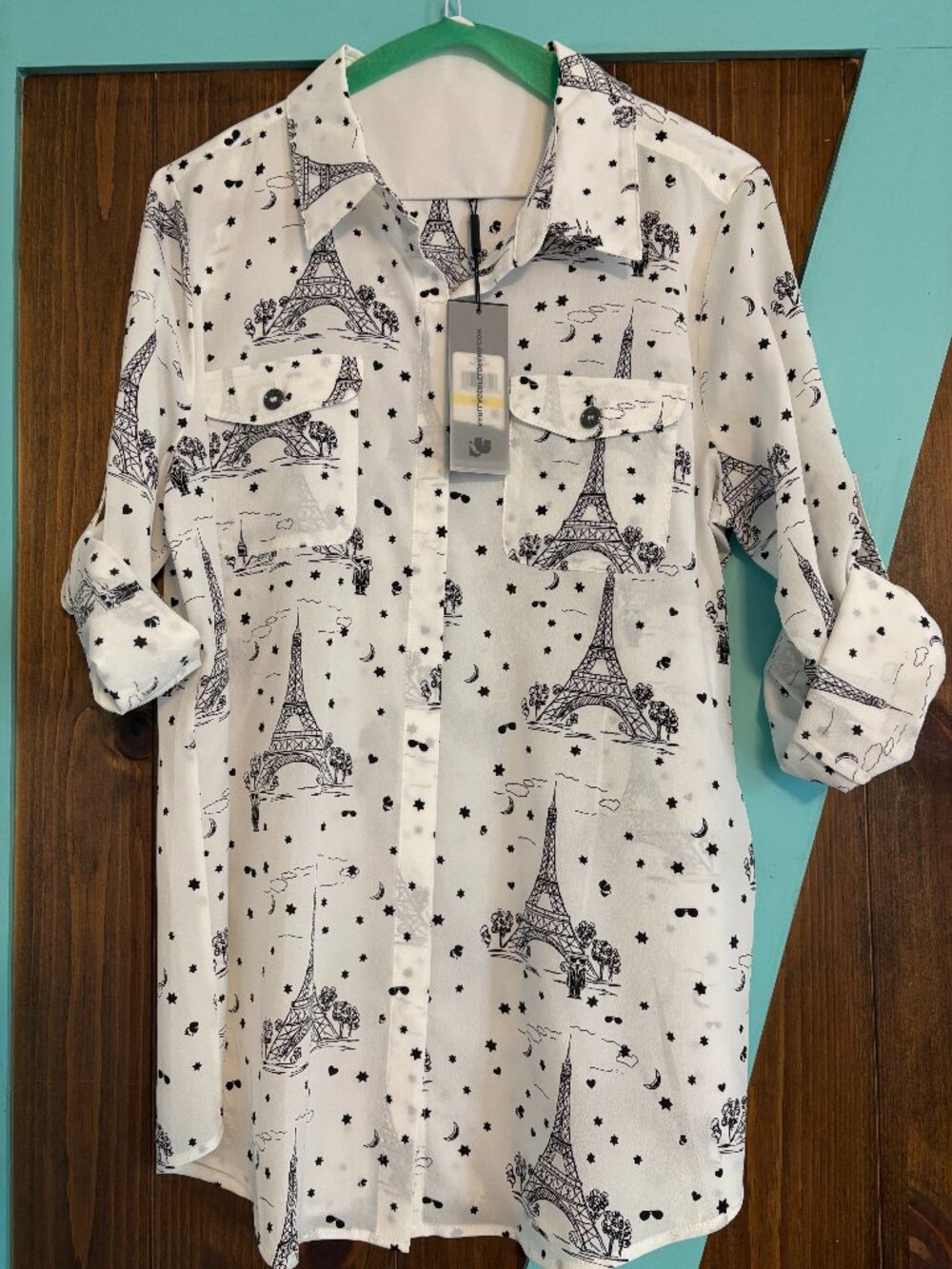 Karl Lagerfield PARIS Eiffel Tower Blouse Sz. Medium; New with tags